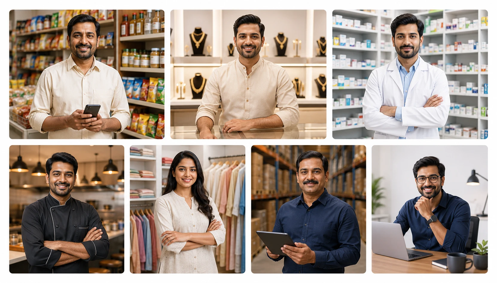 Indian business owners from retail, jewellery, healthcare, hospitality and professional services